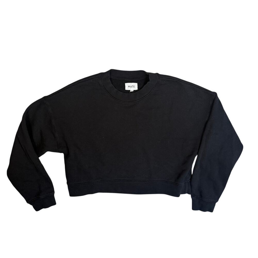 MATE the Label Black Cropped Crewneck Sweatshirt
